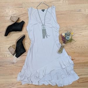 Coco + Carmen Ruffle Hem Trapeze Dress Neutral